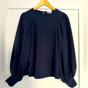Ganni pinstripe crepe blouse